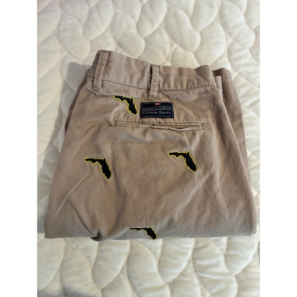 Pennington & Bailes Stadium Pants Florida Embroidered Shorts Khaki Size 34‎